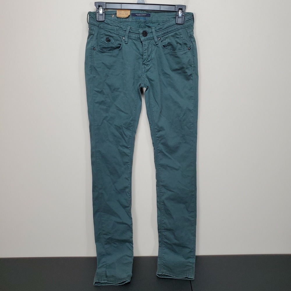Maison Scotch La Parisienne Skinny Green Jeans 25 zip fly 5 pockets inseam 32"